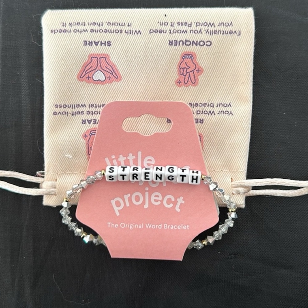 Little Words Project “Strength” Stretch Bracelet size Small/Medium Light Silver